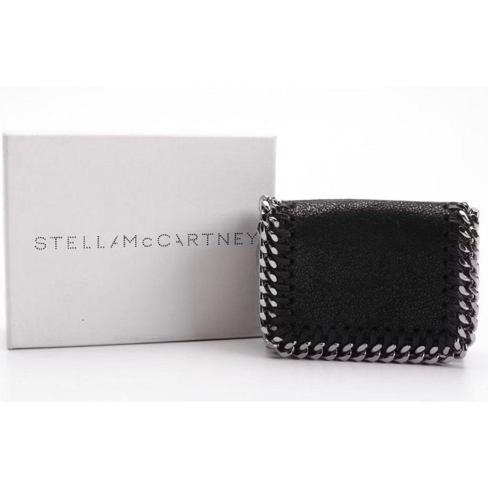 NWT Stella McCartney Falabella Black Tri-fold Compact Wallet Authenticated COA